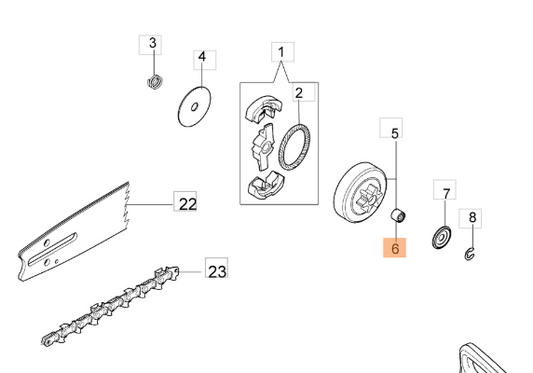 Cojinete piñón cadena Oleo-Mac GS 350 (3037024R)