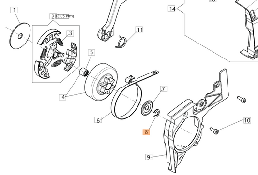 Anillo retención Oleo-Mac GS 35, GST 250 / MAX 53 TK (3026007R)